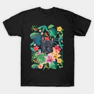 Tropical Black Frenchie French Bulldog 2 T-Shirt